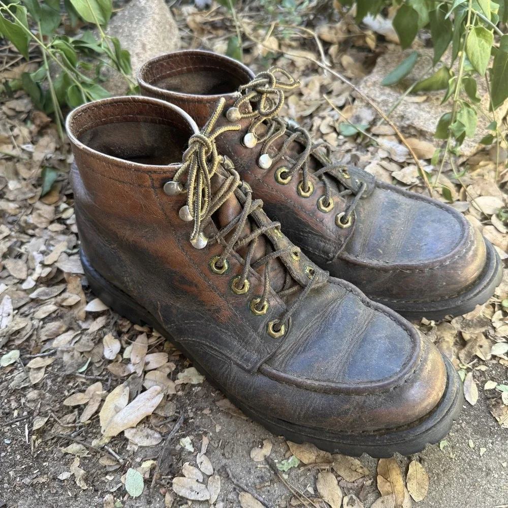 Vintage 40s 50s Work Boot Brown Leather Sz US Men 10 Herman Shoes and Boots